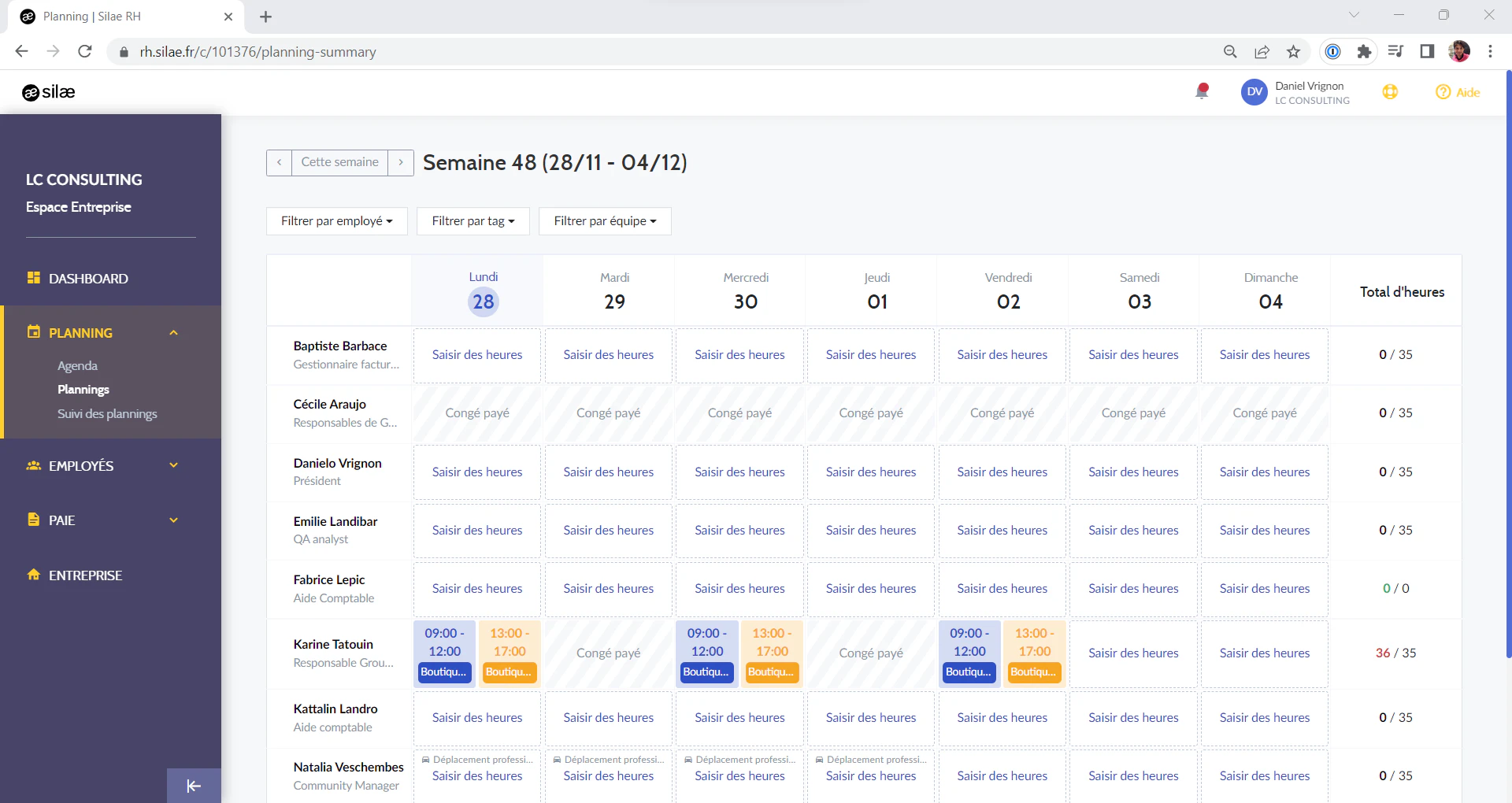 screenshot of My Silae